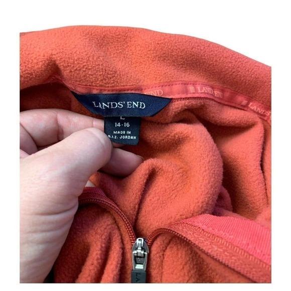 Ladies Lands End Raspberry Pink 1/4 Zip Thermacheck Fleece Pullover Size L 14-16 - Picture 3 of 3